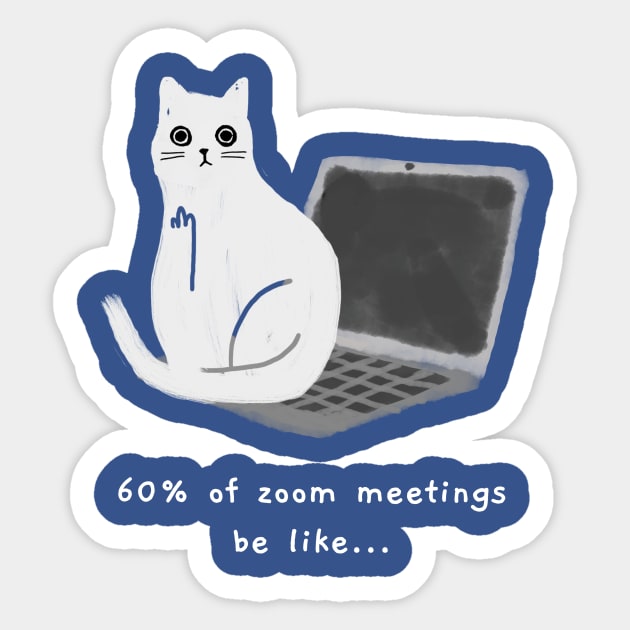 Sitting on laptop (white caption) Sticker by KentheCat